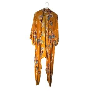 Attard State Women's Yellow Floral Kimono Cardigan Lightweight‎ Size S
